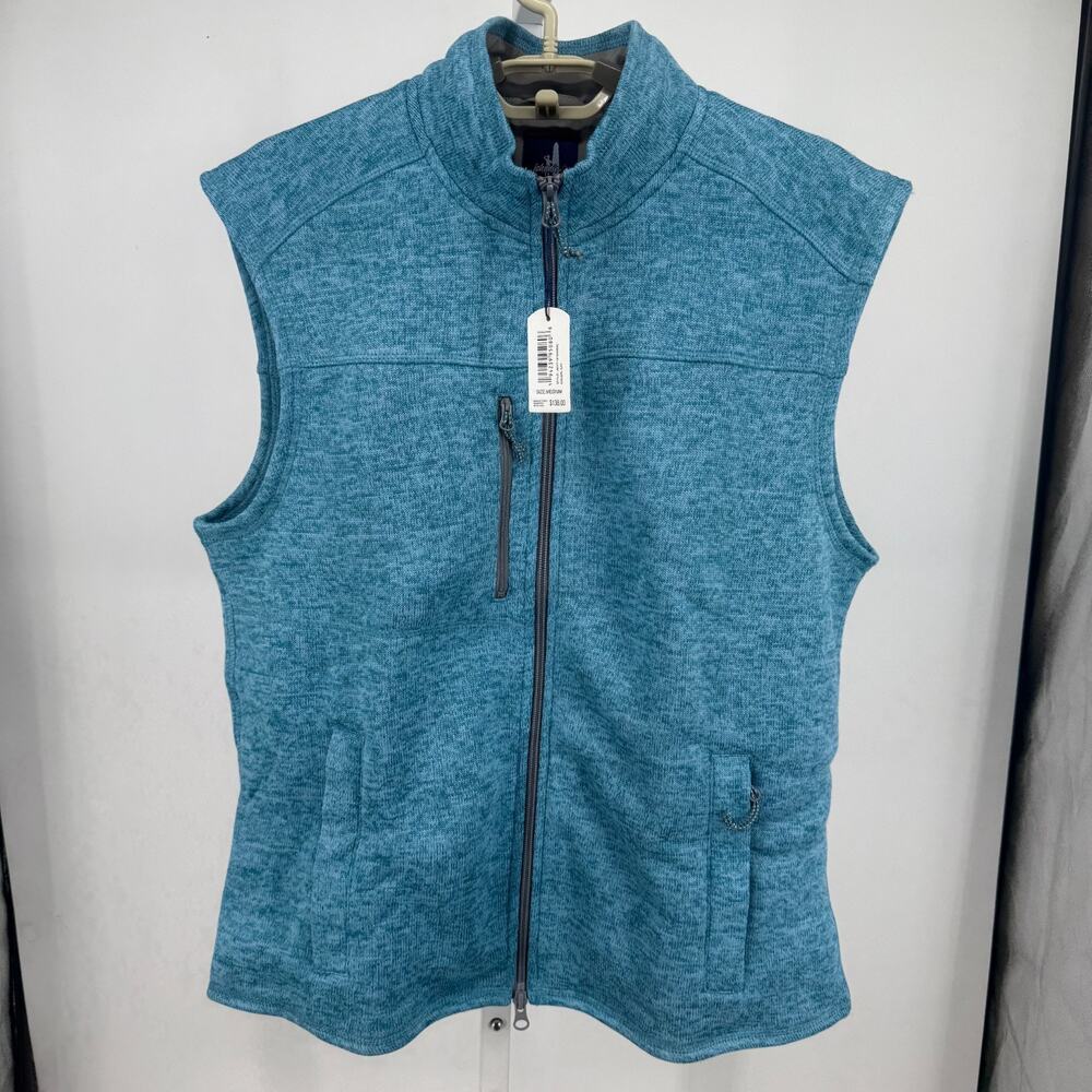 Johnnie-O Wes Vest Mens M Teal Full-Zip High Neck Stretch Golf Sports JMVT1310